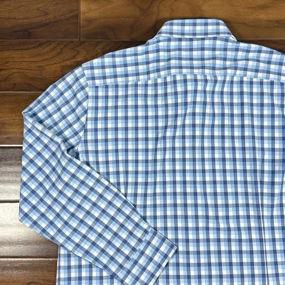 Mizzen + Main Men's Size XXL Blue Check Trim Fit Leeward Button Up Shirt L/S